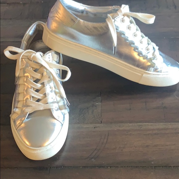 tory burch silver sneakers